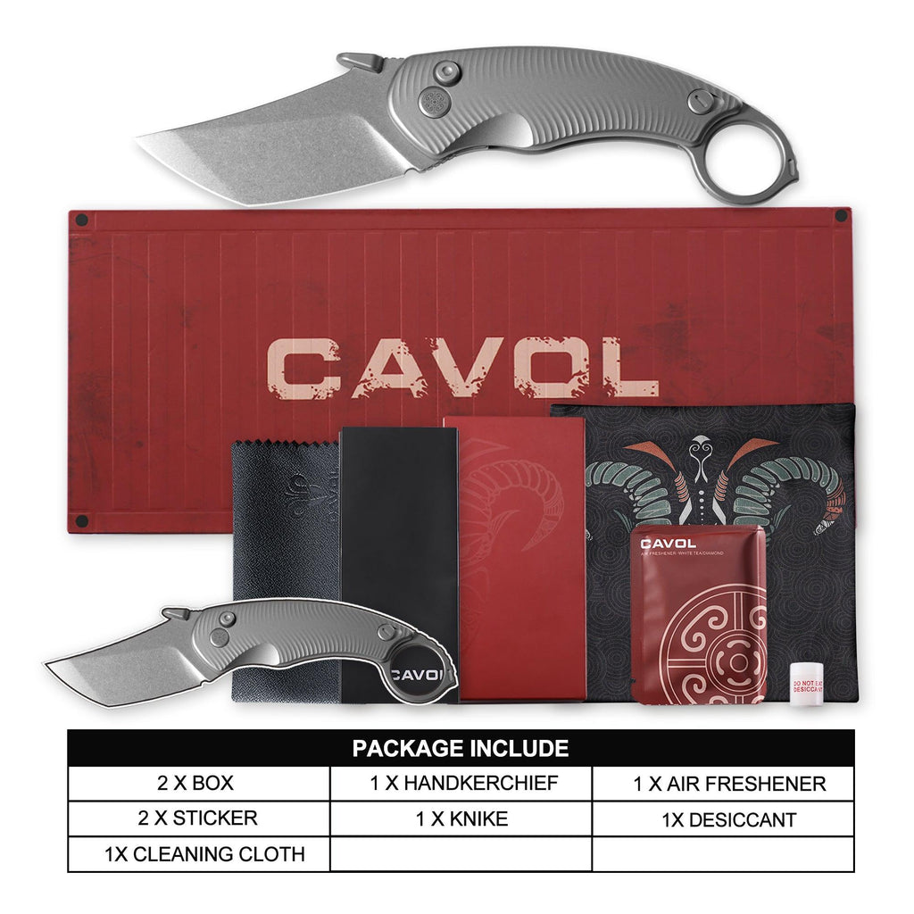CAVOLKNIFE Kobra-C10 Ti Handle CPM S90V Button lock Karambit Knife