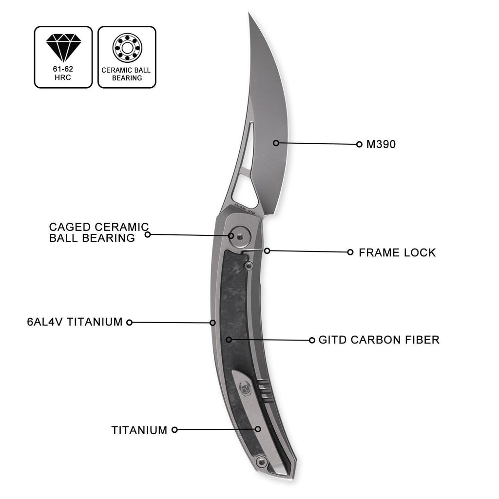 Flipper GITD Carbon Fiber Glow Knife - Kamasu&Cavolknives