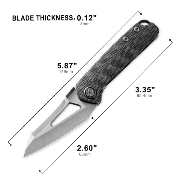 CAVOLKNIFE Denka-C02 Thumb Stud Knife Carbon Fiber